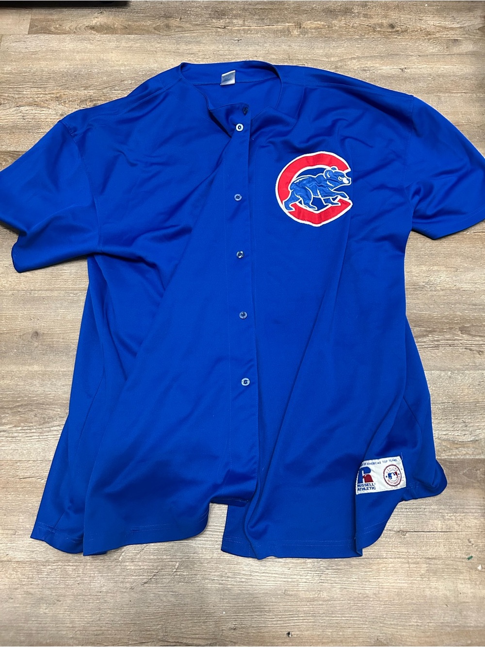 Russell Athletic Chicago Cubs Men’s Size 6XL Extra Large Blue Button Jersey